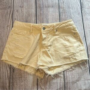 Vigoss Marley Jean Shorts Cut Off Yellow Distressed Women’s‎ 28 Denim Button Fly